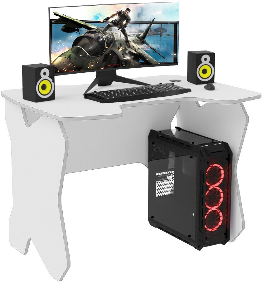 Стол компьютерный игровой геймерский Sky с подставками для системного блока и телефона, белый белый - фотография № 5