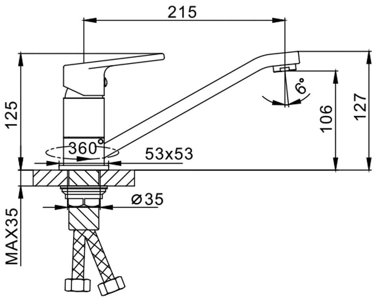 Смеситель для кухни 35к F4946 FRAP п/гайку - фотография № 15