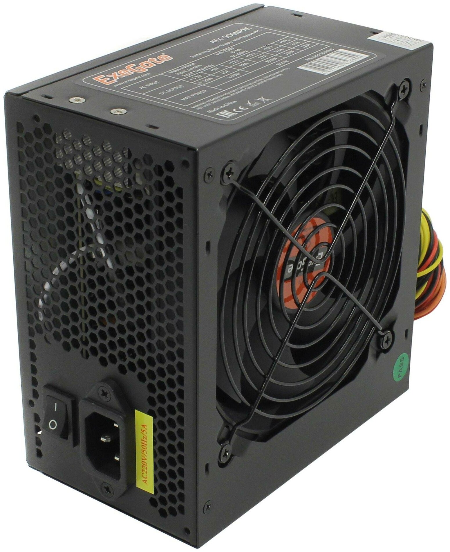 Блок питания ATX Exegate EX221638RUS 500W(+PFC), black, 12cm fan, 24p+4p, 6/8p PCI-E, 4*SATA,3*IDE, FDD - фото №9