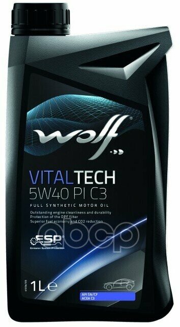 Wolf Масло Моторное Vitaltech 5W40 Pi C3 1L Bmw Longlife-04, Gm Dexos2™, Mb 229.51, Vw 505.01, Acea C3, Api Sn/Cf