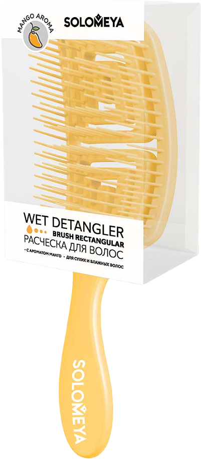 Solomeya Расческа для сухих и влажных волос с ароматом манго MZ005 Wet Detangler Brush Rectangular Mango 1 шт