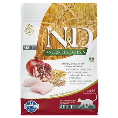 Farmina N&D Ancestral Grain Cat Chicken & Pomegranate Adult Сухой низкозерновой корм для кошек с Курицей и Гранатом 1,5 кг. (21571)