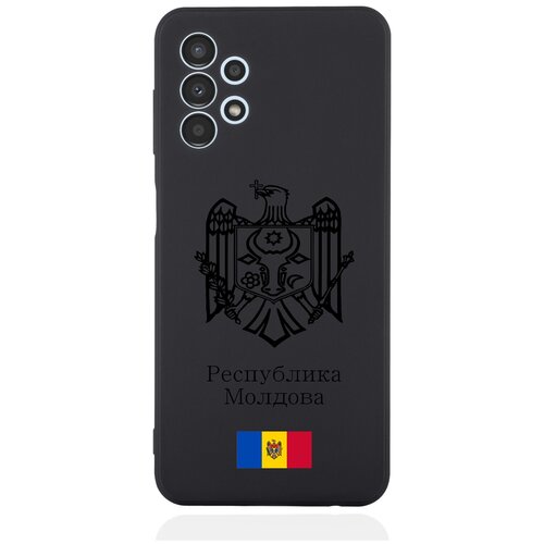 Черный силиконовый чехол для Samsung Galaxy A13 4G Черный лаковый Герб Республики Молдова/ Герб Молдавии