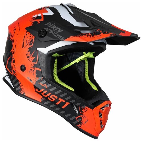 Шлем кроссовый JUST1 J38 Mask, размер XS, оранжевый неон/черный/титан, матовый.