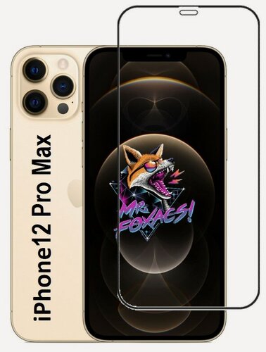 Изображение товара Защитное стекло для Apple iPhone 12 Pro Max ( Эпл Айфон 12 Про Макс ) Полноэкранное стекло с рамкой Premium Glass