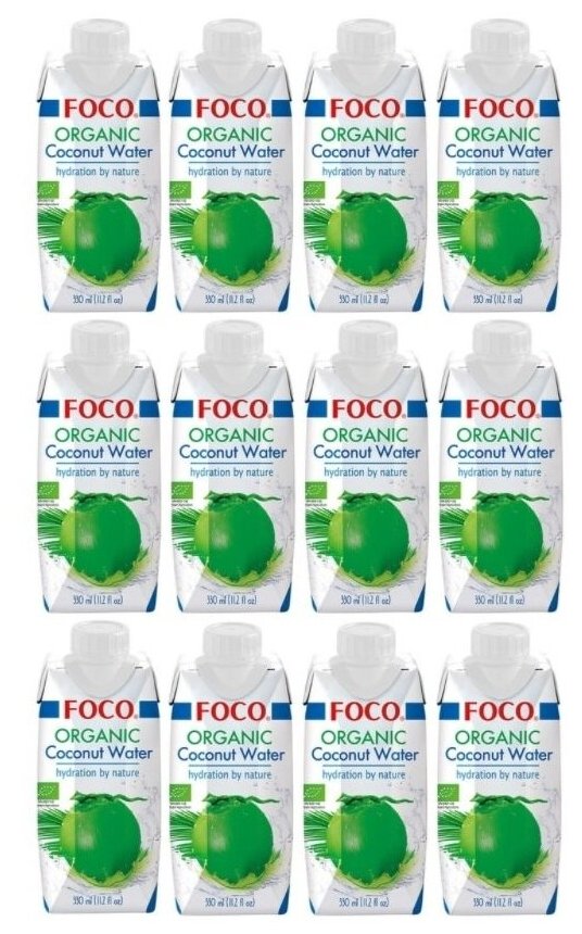 ORGANIC кокосовая вода "FOCO" 330 мл Tetra Pak*12 шт - фотография № 1