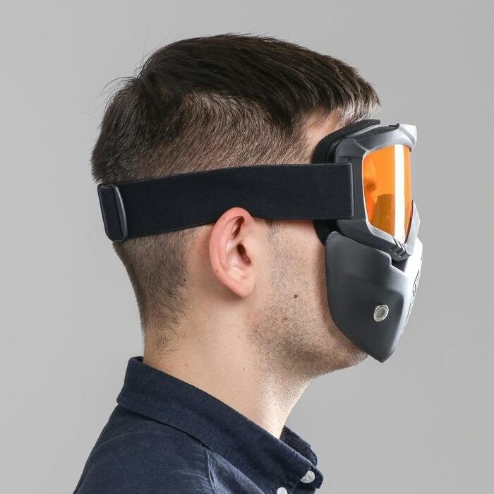 TORSO Очки-маска для езды на мототехнике разборные стекло оранжевый хром цвет черный