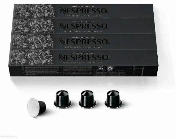 Капсулы для кофемашины Nespresso Ispirazione Ristretto Italiano, 10 кап. в уп. (4 тубы)