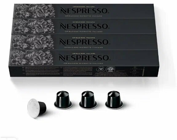 Кофе в капсулах Nespresso Ispirazione Ristretto Italiano, 10 кап. в уп. (4 тубы)