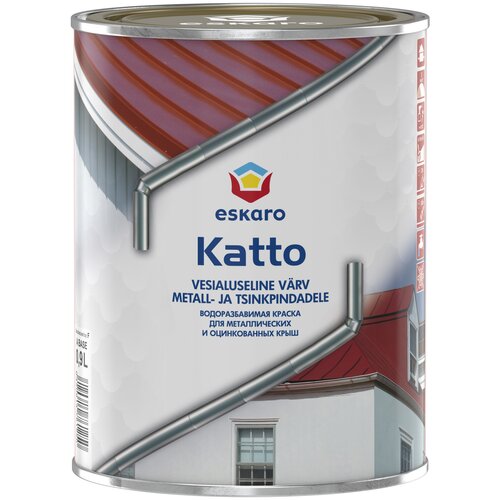 Краска акриловая Eskaro Katto матовая белый 0.9 л масло для террас eskaro terrace база под колеровку 2 7л арт 6430011065561масло для террас eskaro te