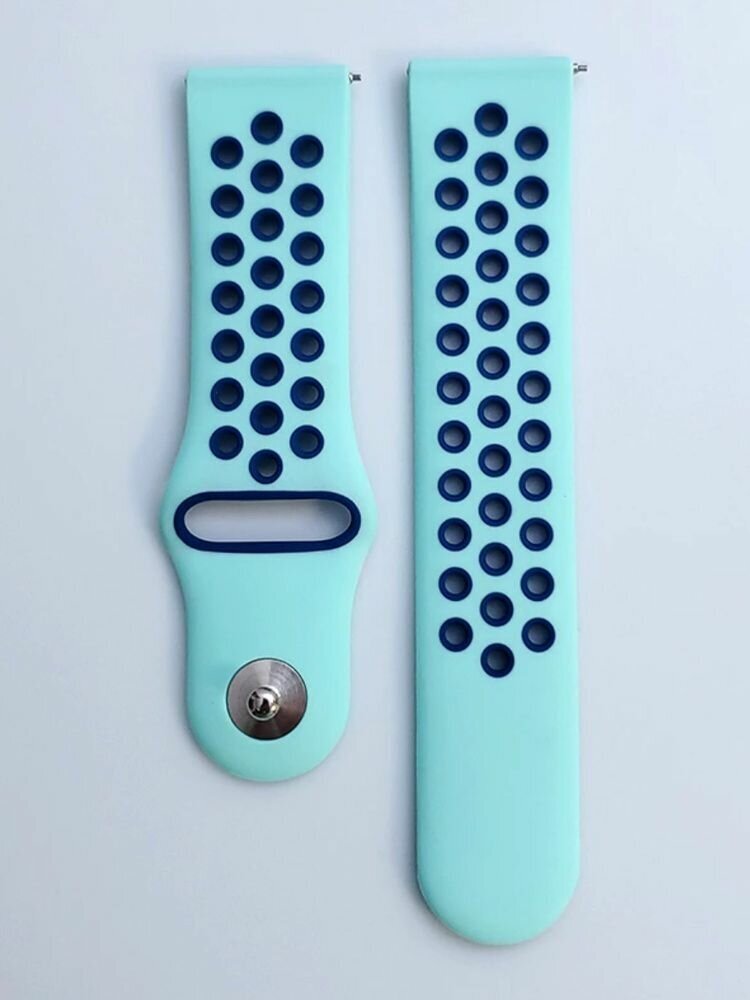 Ремешок для смарт-часов, фитнес-браслета универсальный 20 мм Nike силиконовый найк перфорация браслет Xiaomi Samsung Huawei Honor, голубой синий