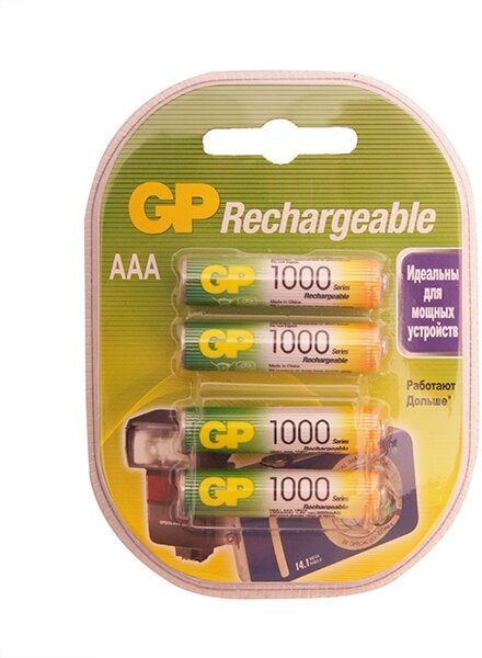 Аккумулятор Ni-Mh 1000 мА·ч 12 В GP Rechargeable 1000 Series AAA