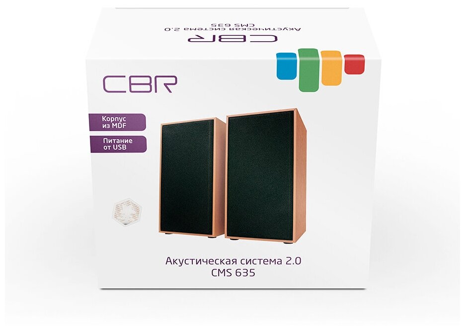 Компьютерная акустика 2.0 CBR CMS 635 2х3 Вт, USB, 3.5 мм линейный стереовход, регул. громк, 1 м, MDF, светло-коричневый