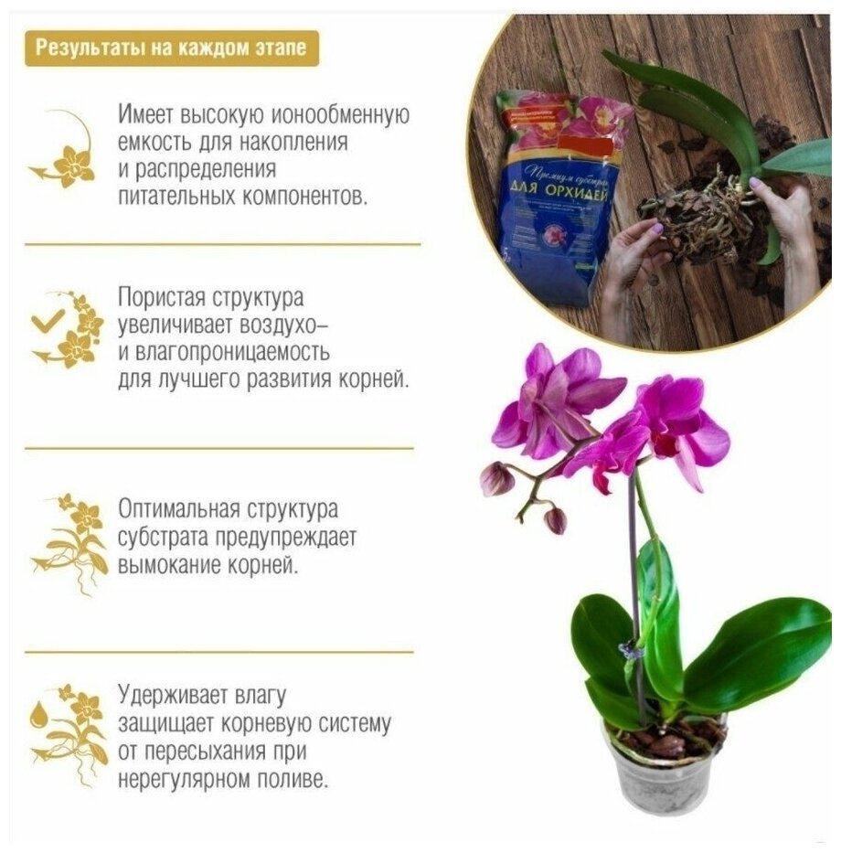 Субстрат для орхидей, пакет 1 л пористая структура увеличивает воздухо- и влагопроницаемость для лучшего развития корней. Способствует быстрой прижива - фотография № 4