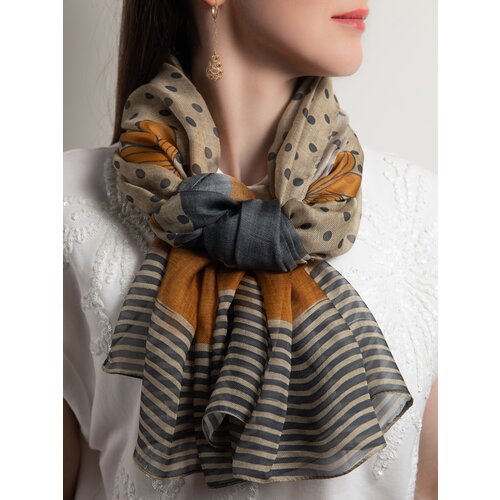 Палантин GIN LAV, 190х106 см, серый, зеленый