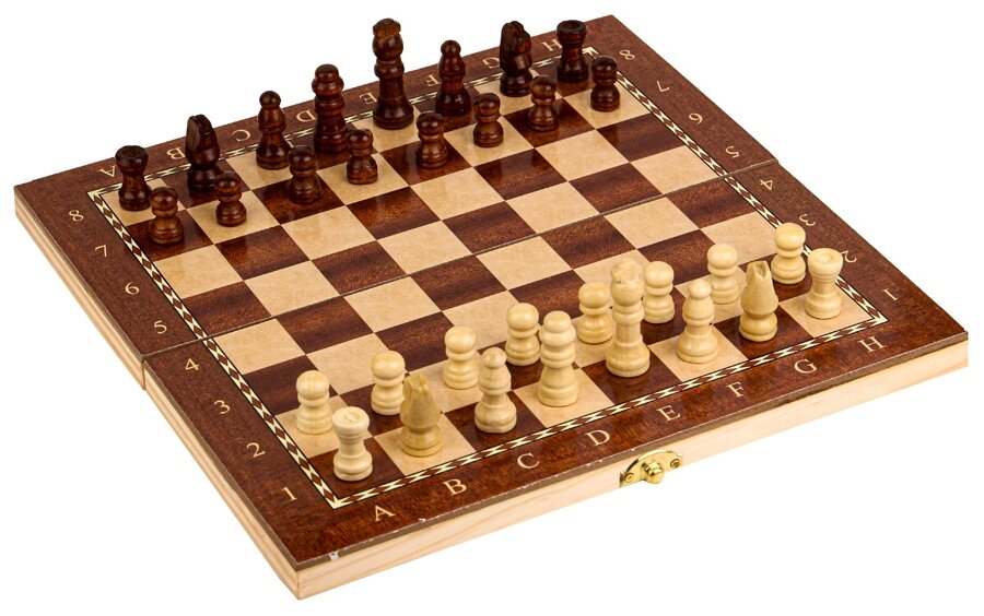 Настольная Игра Шахматы, нарды, шашки (3в1, поле 24*12*3см, дерево, в коробке) AN02595, (Рыжий кот)