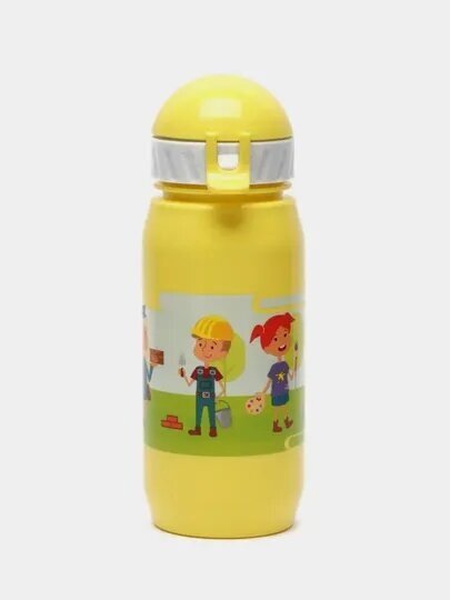 Бутылочка для воды и других напитков с трубочкой 400мл, Желтая
