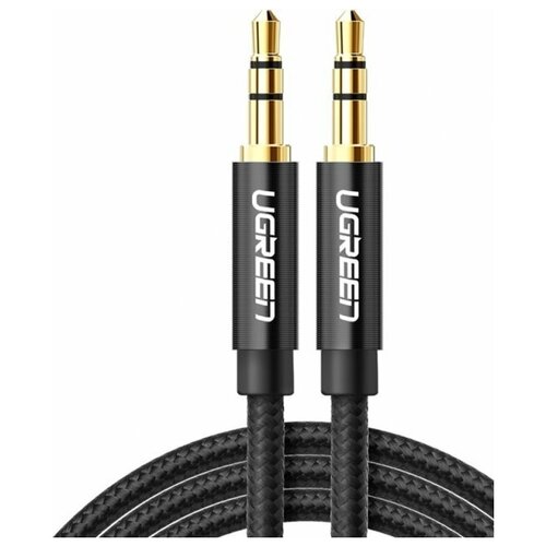 Кабель UGREEN AV112 50361, AUX 3.5mm (M) to AUX 3.5mm (M), в нейлоновой оплётке, 1m, Black haldane pair gold plated xlr balacned audio cable 3pin xlr male to female amplifier interconnect cable with xlo htp1 cable