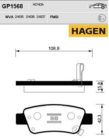 Колодки тормозные задние GP1568 Sangsin Brake GP1568