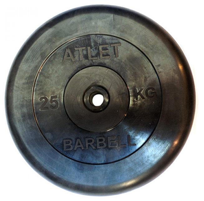 Диск обрезиненный MB Barbell d 26 мм чёрный 25,0 кг Atlet MB-AtletB26-25