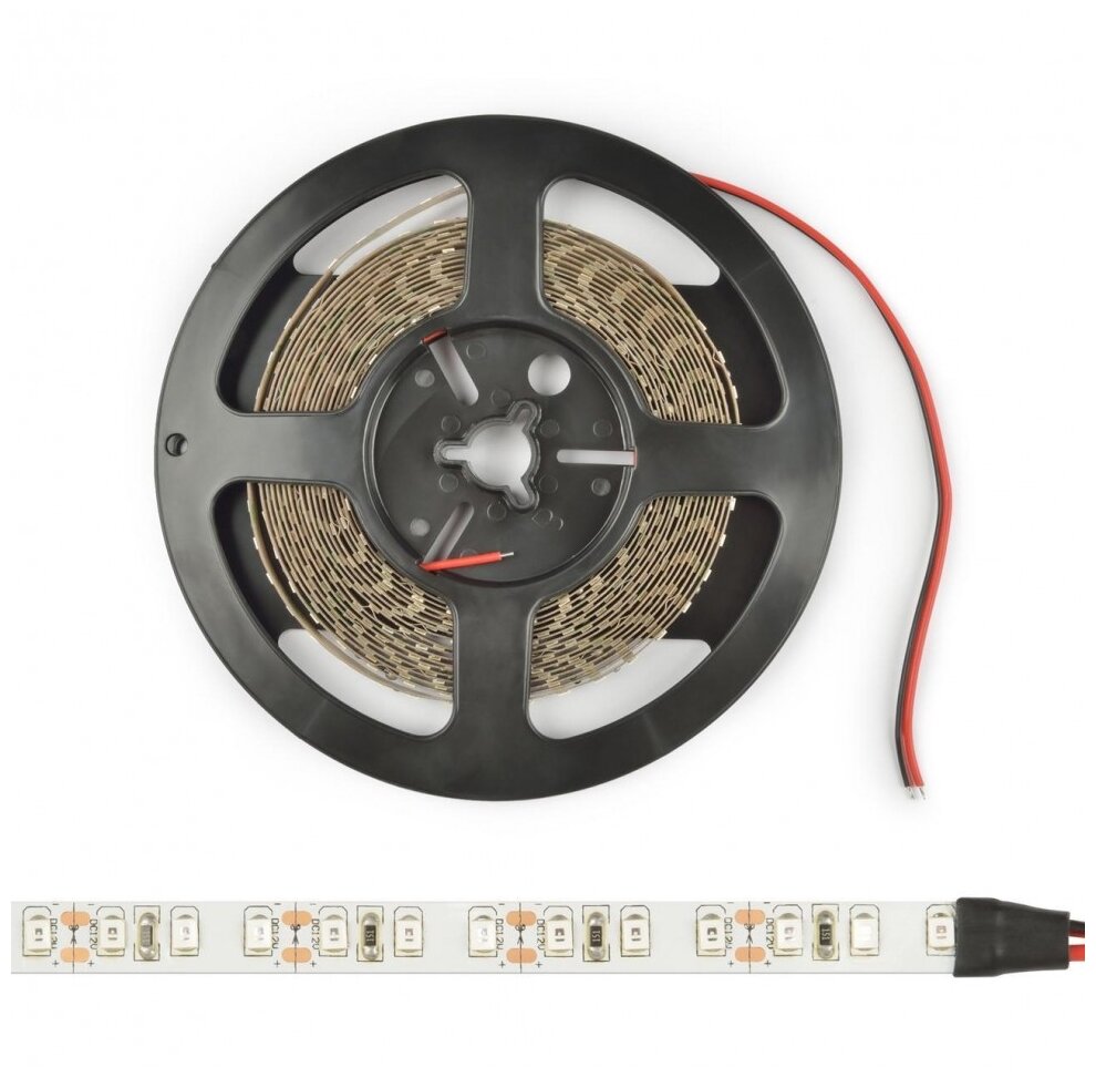 Светодиодная лента Uniel ULS-2835-60LED/m-8mm-IP20-DC24V-6W/m-5M-WW Катушка 5 м. Теплый белый свет (3000K). ТМ .