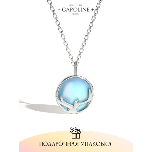 Колье Caroline Jewelry, лунный камень, длина 45 см, серебряный колье mj marjatta jewelry двойное колье лунный камень длина 40 см мультиколор серебряный