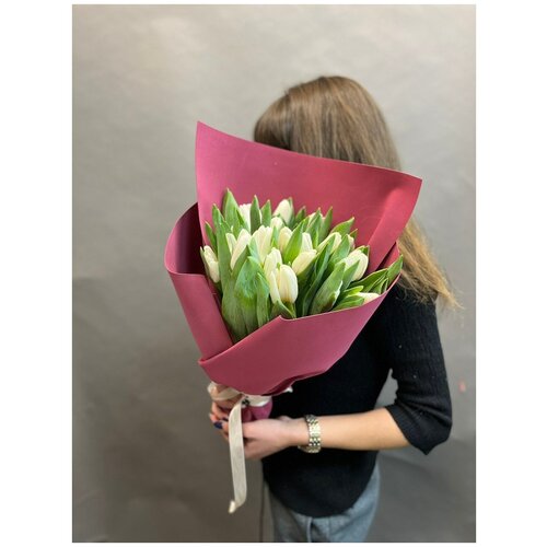 Букет Белые Тюльпаны в Фоамиран " Story-flowers"