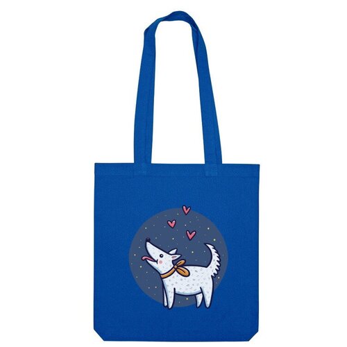 Сумка шоппер Us Basic, белый, синий сумка белая собака с сердечками на фоне неба ярко синий