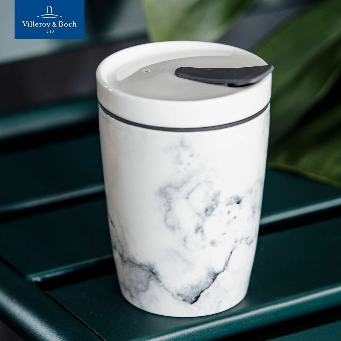 Стакан для кофе и чая с крышкой Coffee To Go Marmory Like. by Villeroy & Boch, 290 мл, Фарфор.