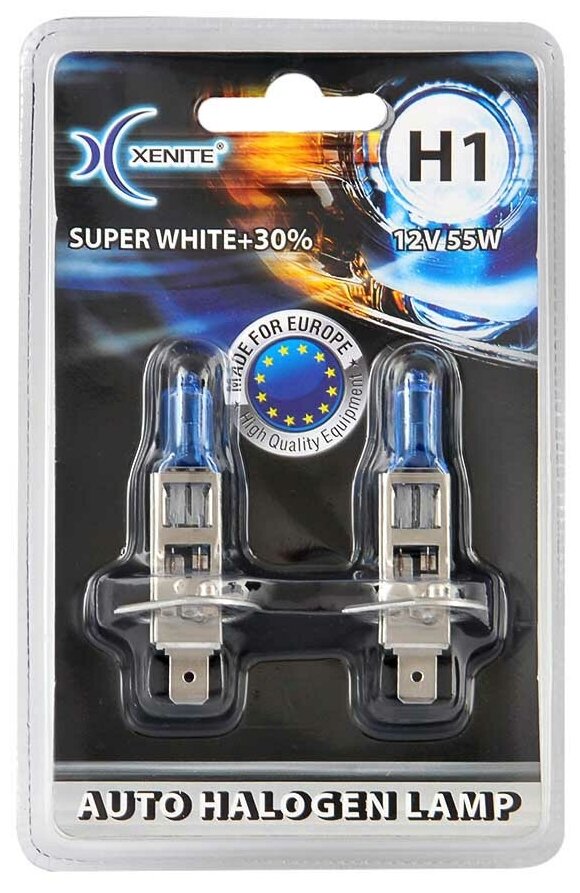 Лампа галогенная XENITE SUPER WHITE 12V H1 55W 2 шт 1007042