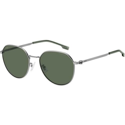 Солнцезащитные очки BOSS, прямоугольные, оправа: металл, поляризационные, для мужчин, серебряный