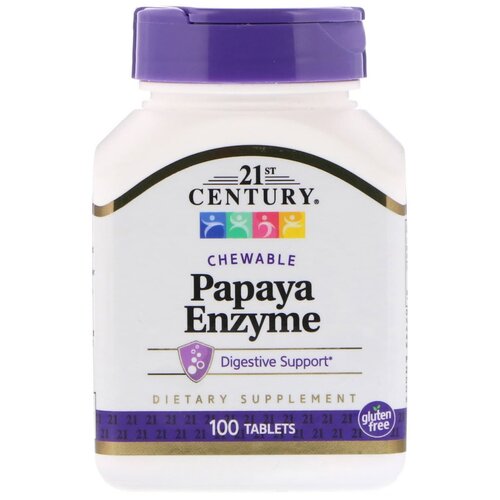 Таблетки 21st Century Papaya Enzyme, 100 шт.