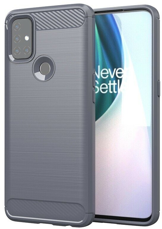 Накладка силиконовая для OnePlus Nord N10 5G карбон сталь серая