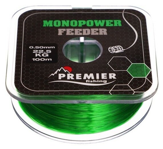 PREMIER fishing Леска Preмier fishing MONOPOWER Feeder диаметр 0.5 мм тест 22.5 кг 100 м зелёная