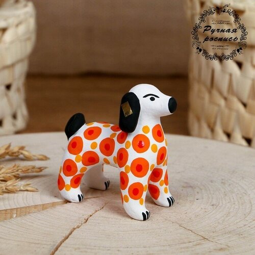 Дымковская игрушка Собака оранжевая 7 см 2268₽