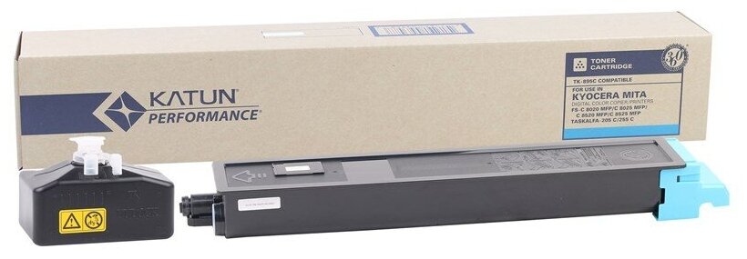 Совместимый тонер-картридж Katun TK-895C голубой для Kyocera FS-C8020/C8025/ C8520/C8525, 6K