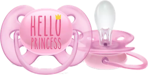 Philips Avent Пустышка силиконовая Ultra Soft Hello Princess 6-18 мес для девочек SCF529/01 1 шт