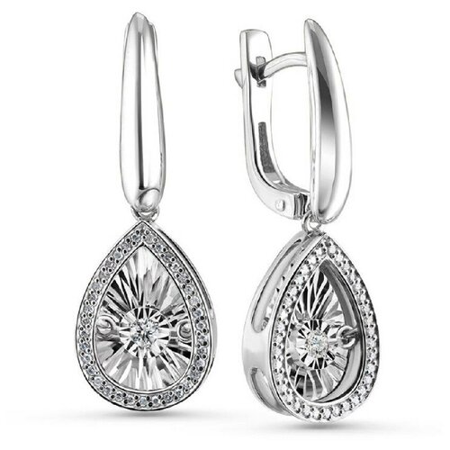 Серьги Костромской Алмазный Дом, белое золото, 585 проба, бриллиант, золотой, белый