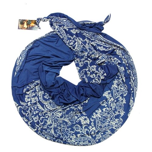 фото Двойной шарф-долька оланж ассорти серия сингапур с узелками из вискозы синий оа-dolka-vs-44