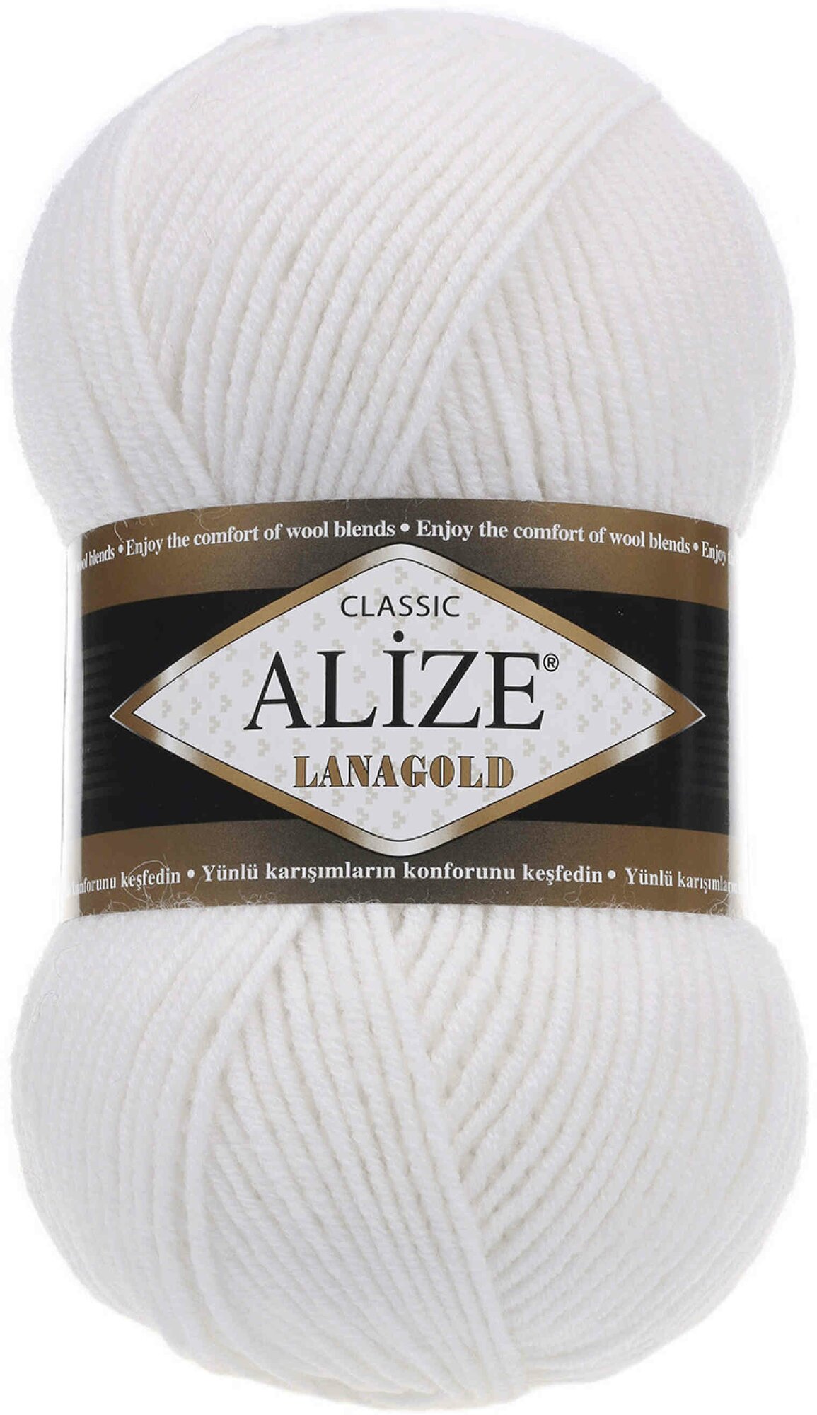 Пряжа Alize Lanagold белый (55), 51%акрил/49%шерсть, 240м, 100г, 3шт