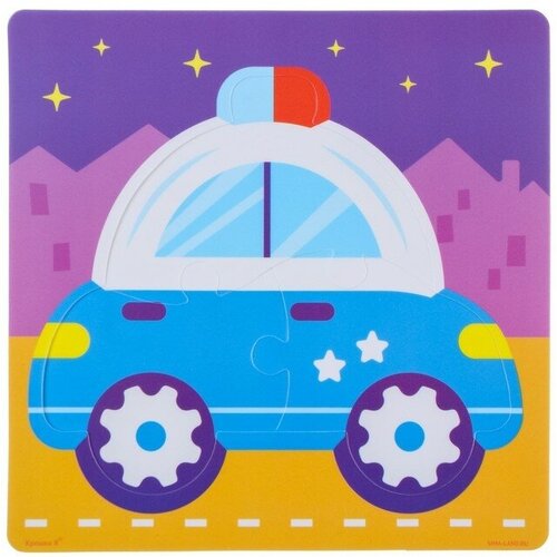Пазл - игрушка для ванны (головоломка) «Полицейская машина», 3 детали, EVA деревянный пазл пожарная машина детский развивающая игрушка 10 элементов