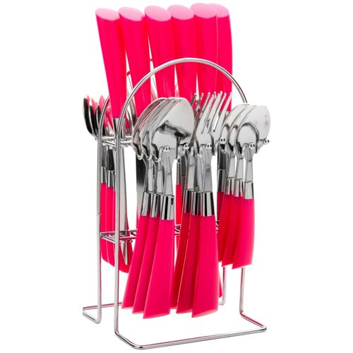 фото Mayer & boch набор столовых приборов на подставке 20687, 25 шт. розовый / серебристый