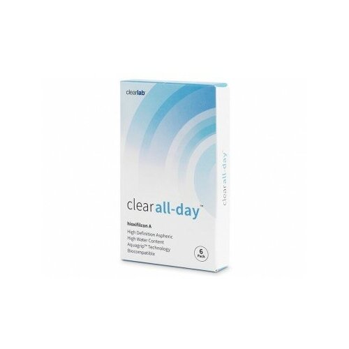 Купить Контактные линзы Clearlab Clear All-Day Ежемесячные, -01, 75 / 14.2 / 8.6, 6 шт., бесцветный, хайоксифилкон а