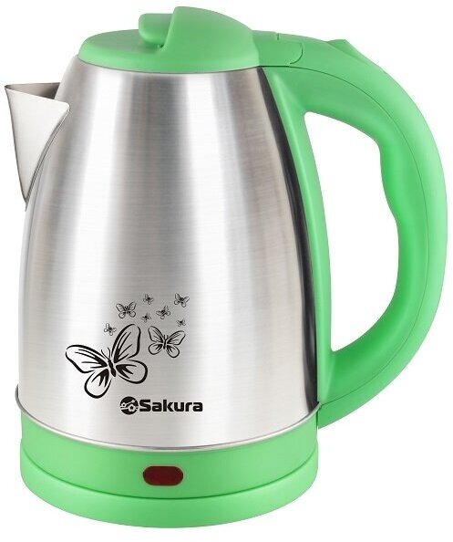 Чайник электрический Sakura SA-2135GS (1.8л) металлик/зелёный