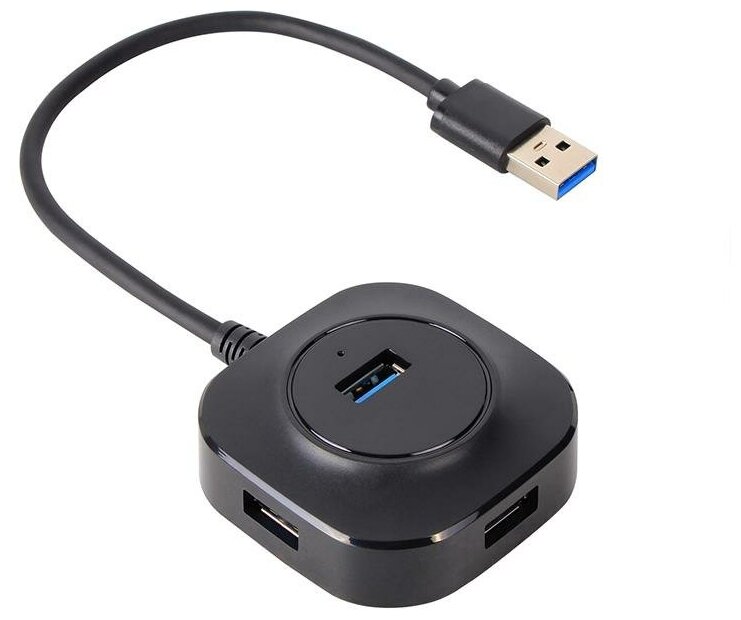 Разветвитель USB 3.0 VCOM DH307 4xUSB3.0 (microUSB разъем для доп. питания) 0.3m черный
