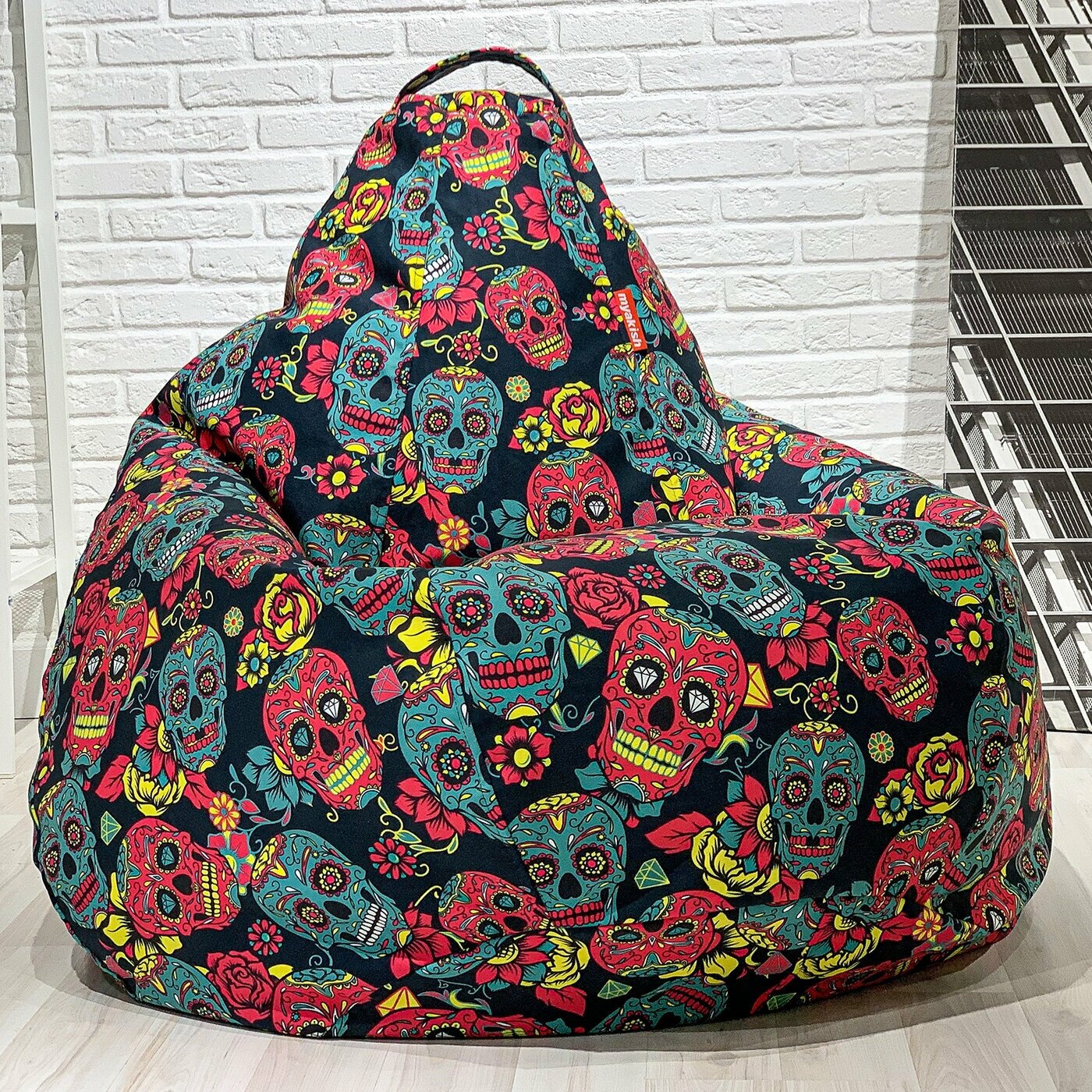 Кресло-мешок груша "SkullRose" XL Myakish - фотография № 1