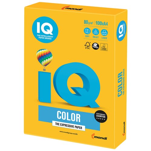 Бумага IQ Color A4 80 г/м², 100 л, солнечно-желтый SY40