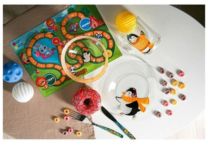 Набор детской посуды Доляна «Пингвинёнок», 3 предмета: миска 450 мл, тарелка d=20 см, кружка 200 мл
