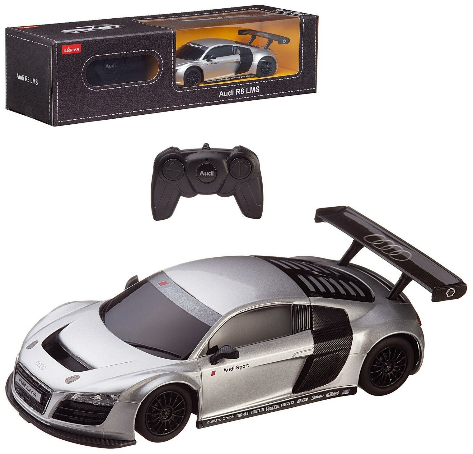 Машина р/у 1:24 AUDI R8 серебряный