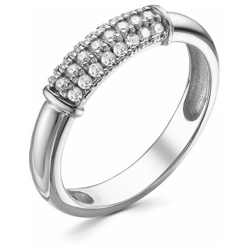 Кольцо из серебра с родированием с фианитами